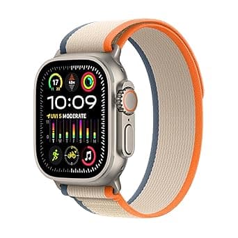 Apple Watch Ultra 2 [GPS + Cellular 49mm] Smartwatch with Rugged Titanium Case & Orange/Beige Trail Loop M/L. Fitness Tracker, Precision GPS,Action Button,Extra-Long Battery Life,Bright Retina Display